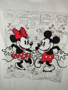 Disney Mickey and Minnie Mouse Women's Small White Comic Graphic T-Shirt NWT